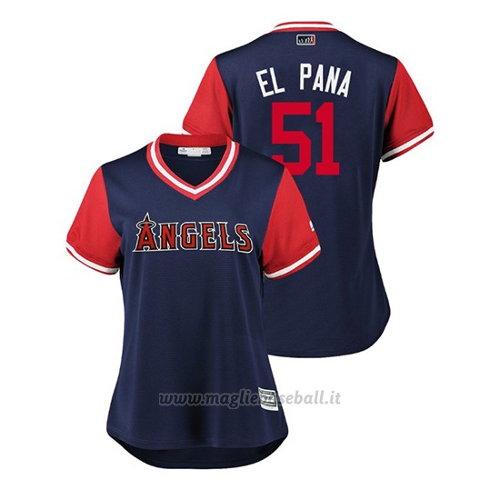 Maglia Baseball Donna Los Angeles Angels Jaime Barria 2018 Llws Players Weekend El Pana Blu